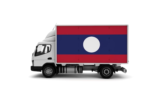 Delivery van with Laos flag logistics concept