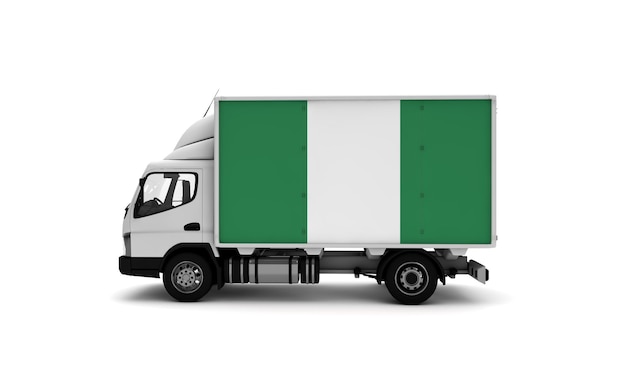 Delivery van with Nigeria flag logistics concept