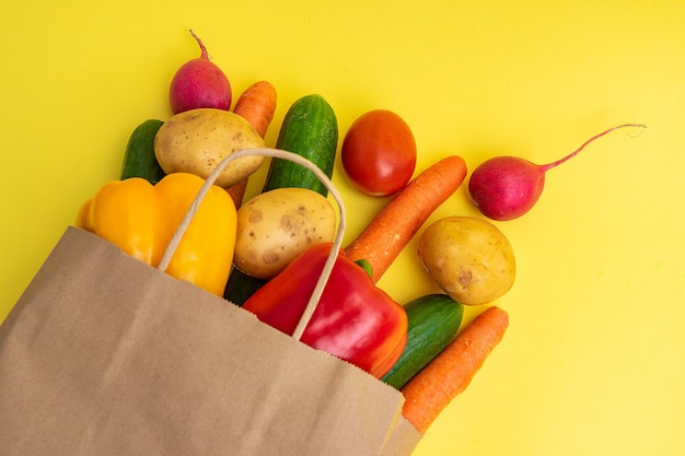 Delivery of vegetables. Package with vegetables