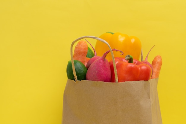 Delivery of vegetables. Package with vegetables