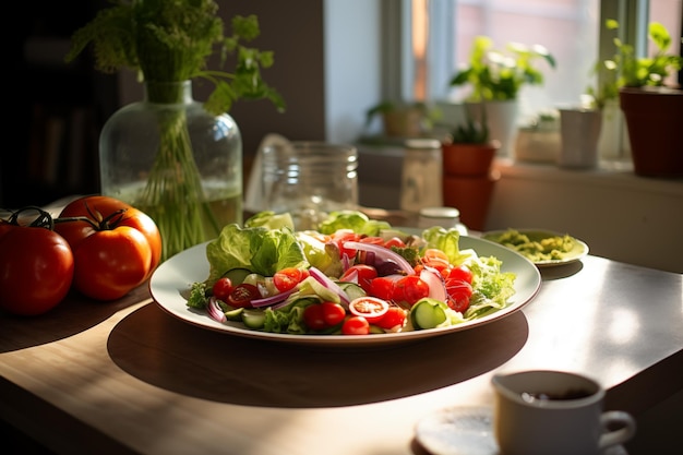 Photo delivery of vegetables salad background veganism vegetarianism healthy eating