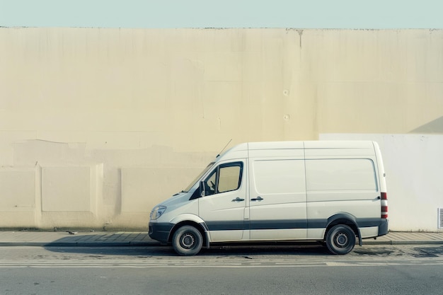 Delivery white van with space for text