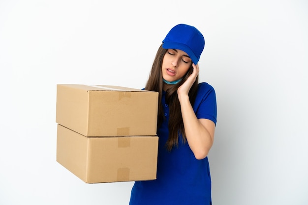 Delivery woman isolated on white background