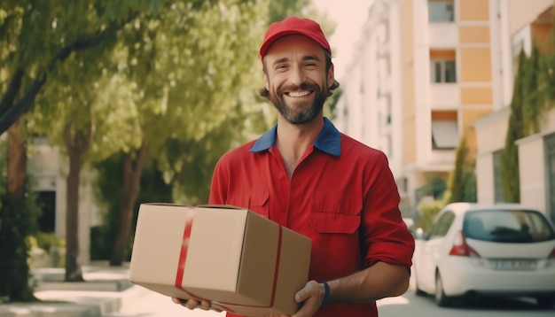 Deliveryman holding a box
