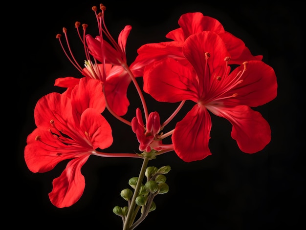 Delonix Regia bloem in de studio achtergrond single Delonix regia bloem prachtige bloem beelden
