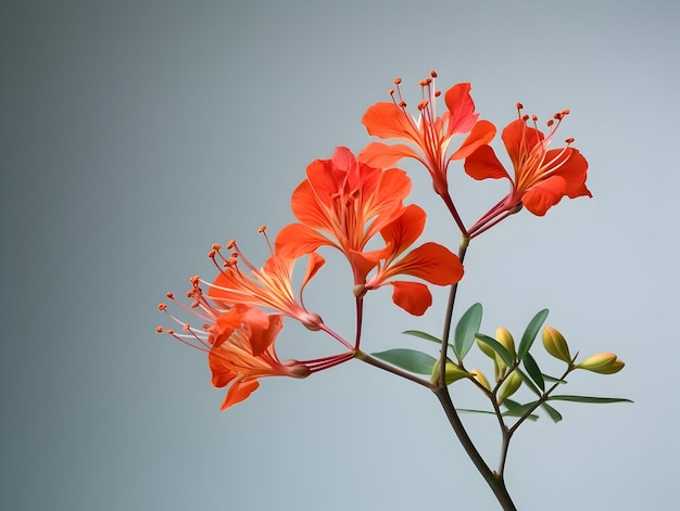 Delonix Regia bloem in de studio achtergrond single Delonix regia bloem prachtige bloem beelden