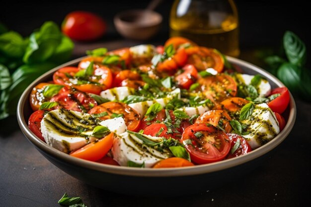 Foto deluxe caprese salad met herbed geitenkaas