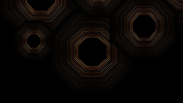 Deluxe golden minimal linear octagons abstract futuristic tech background