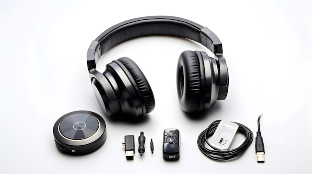 Deluxe noisecanceling headphones and travel adapter