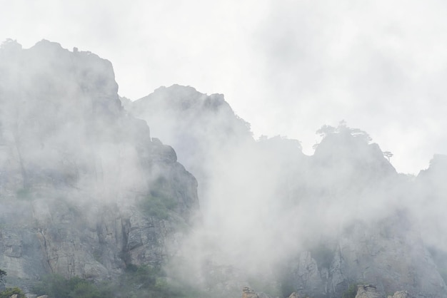 Demerdji berg met laaggelegen wolken Krim