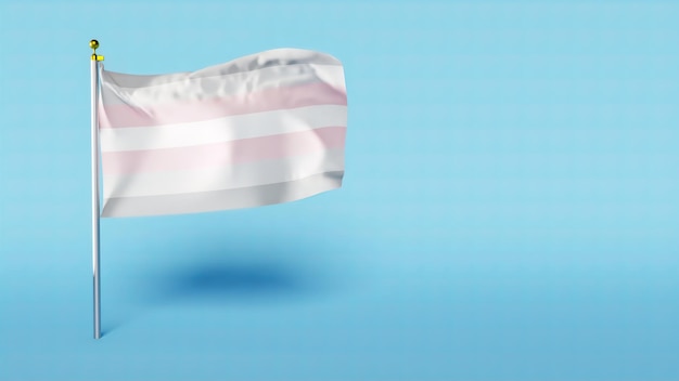 Photo demigirl pride flag flutters against white background vertical video 3d render