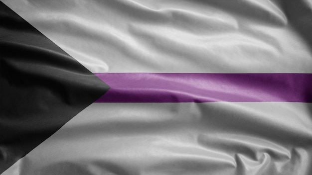 Demisexuality flag waving on wind. Demisexual banner blowing soft silk