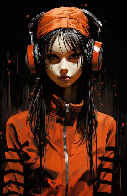 Photo demiurge girl a postapocalyptic explosion of crazy colors in high contrast art by jamie hewlett an