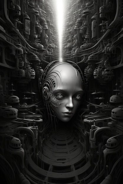 Photo demiurge unleashed a cyberpunk fusion of escher and beksinski