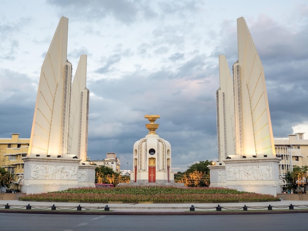 Democracy monument is symbol of democracy revolution in Thailand on Rajadamnoen avenue in Bangkok