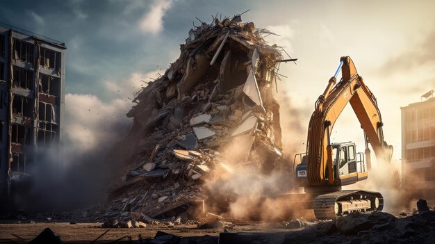 Demolition Excavator at Work