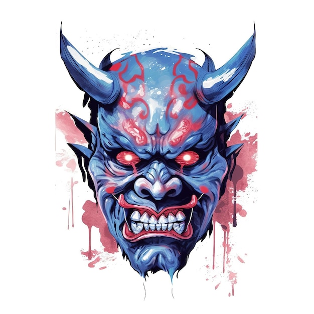 Demon face illustration design generative ai