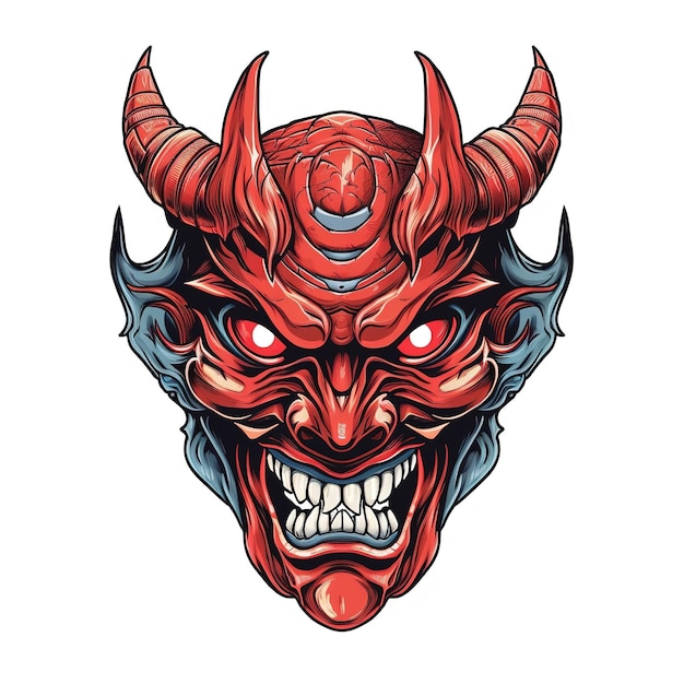 Demon face illustration design generative ai