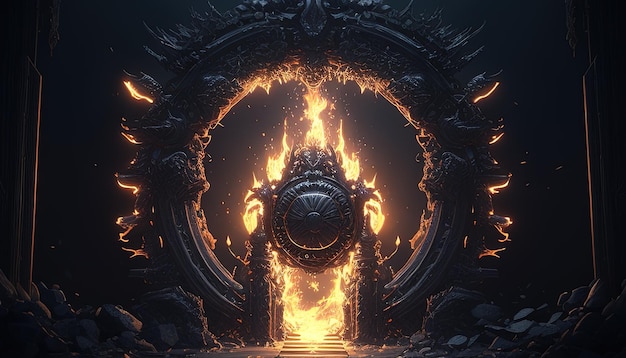 Demon gate portal digital art illustration Generative AI