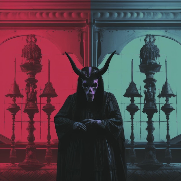 Foto demon gothic iconic album cover geïnspireerd op deathcore artwork