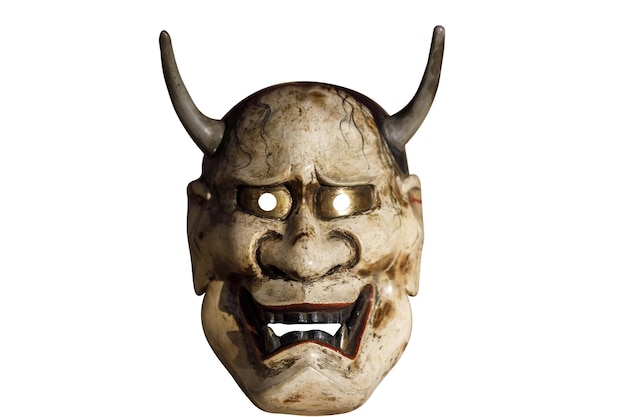 Demon masker met hoorns geïsoleerd op een witte achtergrond