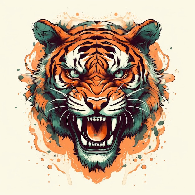 demon tijger plat illustratie getekend in adobe illustrator
