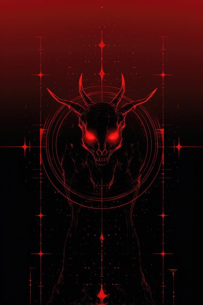 A demon with red background