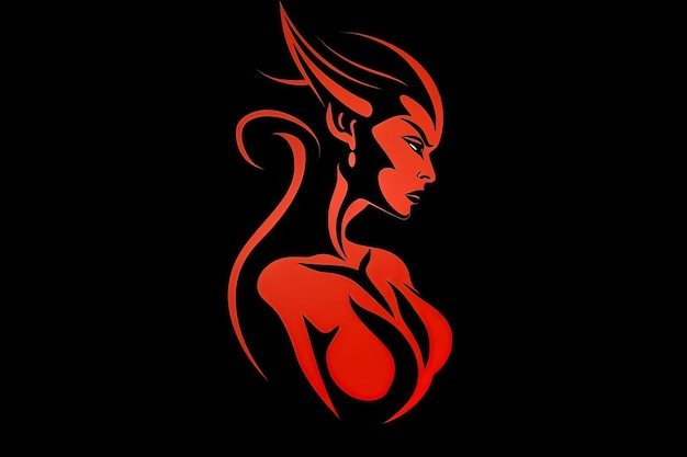 Photo demon woman logo of sexy devil isolated on black background generative ai illustration