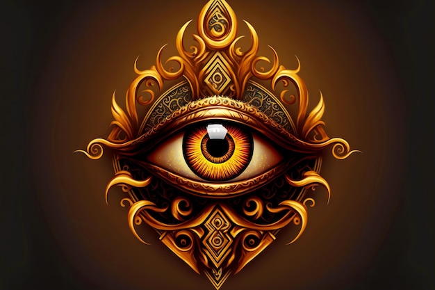 Demonic symbol in form of yellow brown evil eye