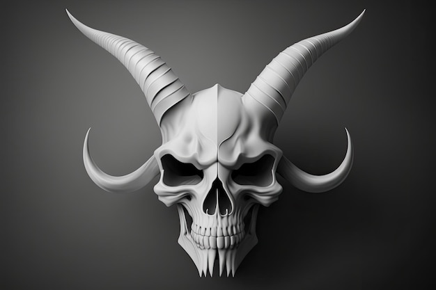 Demons white skull with horns