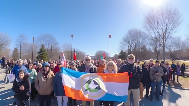 Demonstrant verzameld voor vrede