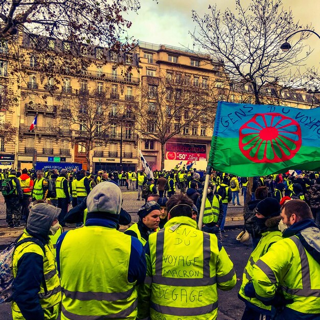 Demonstrators during a protest in yellow vests