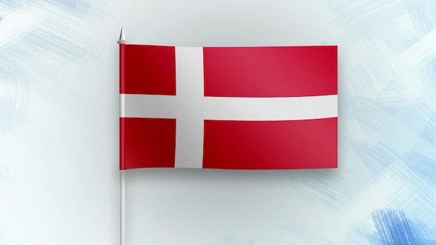 Флаг Дании 3D рендеринга на синем фоне текстуры