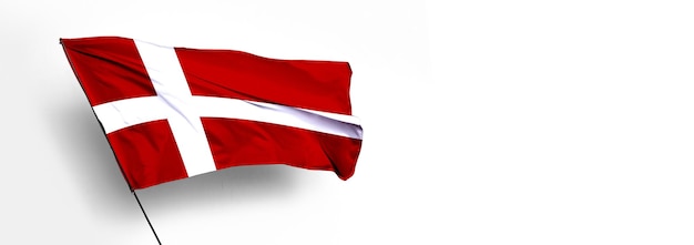 Denark country Flag 3D render and white background image