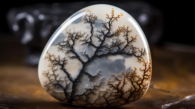 Dendritic Agate stone close up