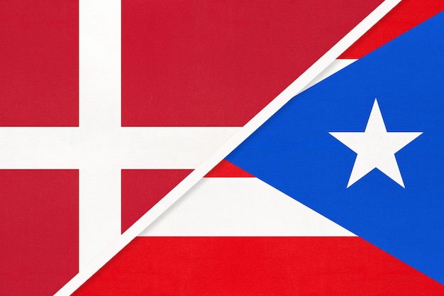 Denemarken en Puerto Rico symbool van het land Deense versus Ricaanse nationale vlaggen