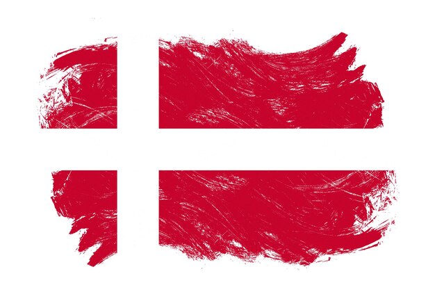 Denemarken vlag op noodlijdende grunge witte penseelstreek achtergrond