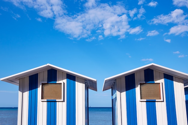 Denia beach blue and white stripes in Spain