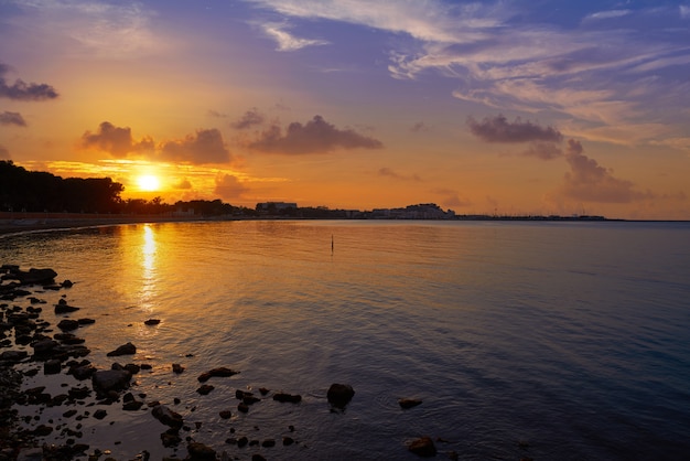 Denia sunset from Las Rotas beach in Spain