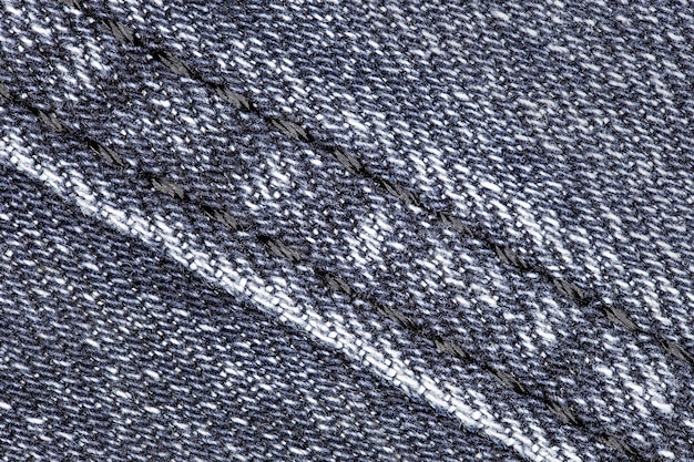 Denim closeup and seam with black threads background wallpaper uniform texture