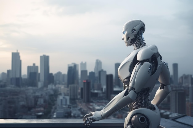 Denkende robot Data toekomstige persoon Genereren Ai