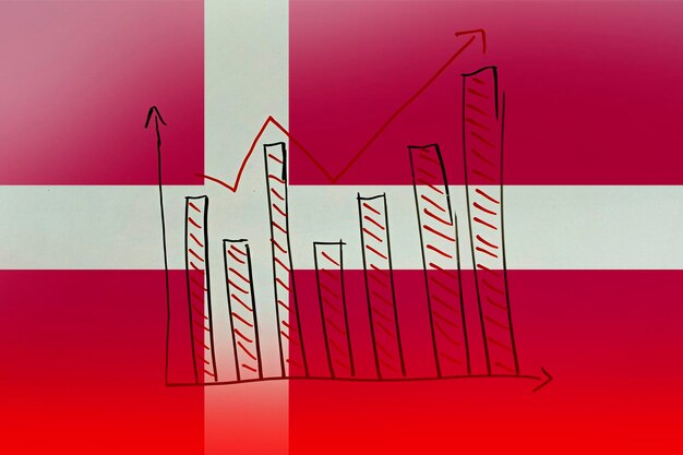 Foto denmark bar chart graph with ups and downs increasing values news banner idea upward rising