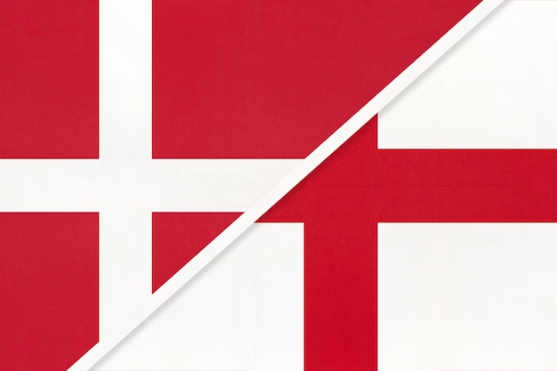 Denmark and England symbol of country Danish vs English national flags