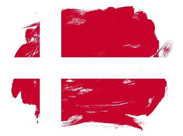 Photo denmark flag on abstract painted white stroke brush background