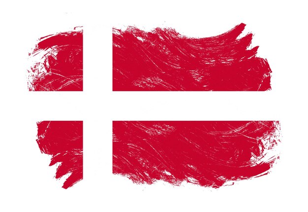 Denmark flag on distressed grunge white stroke brush background