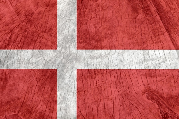 Denmark flag on an old wooden surface