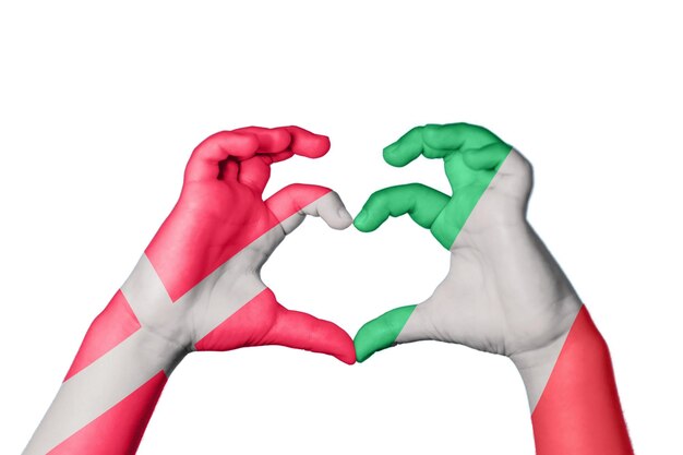 Foto danimarca italia cuore gesto della mano che fa il cuore