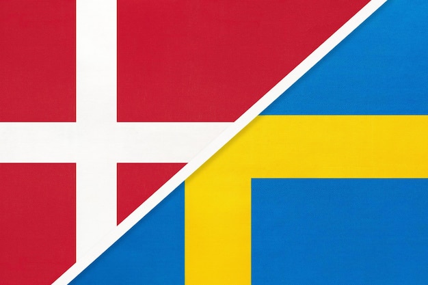 Denmark and Sweden symbol of country Danish vs Swedish national flags