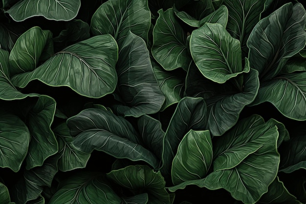 Dense dark green leaves in the garden