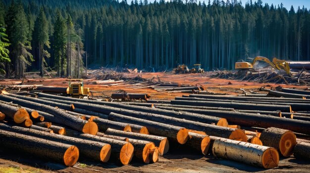 Photo dense forest with logs in close proximity to another forest